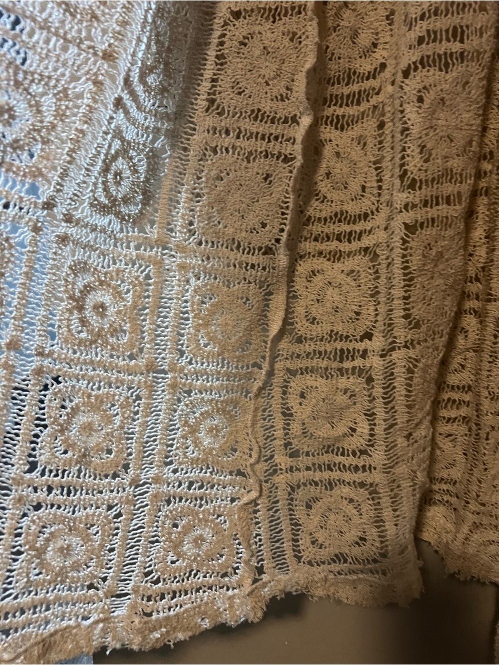 POL Crochet Lace Duster Cardigan Embroidered Sequin Boho Cream M - Picture 6 of 12